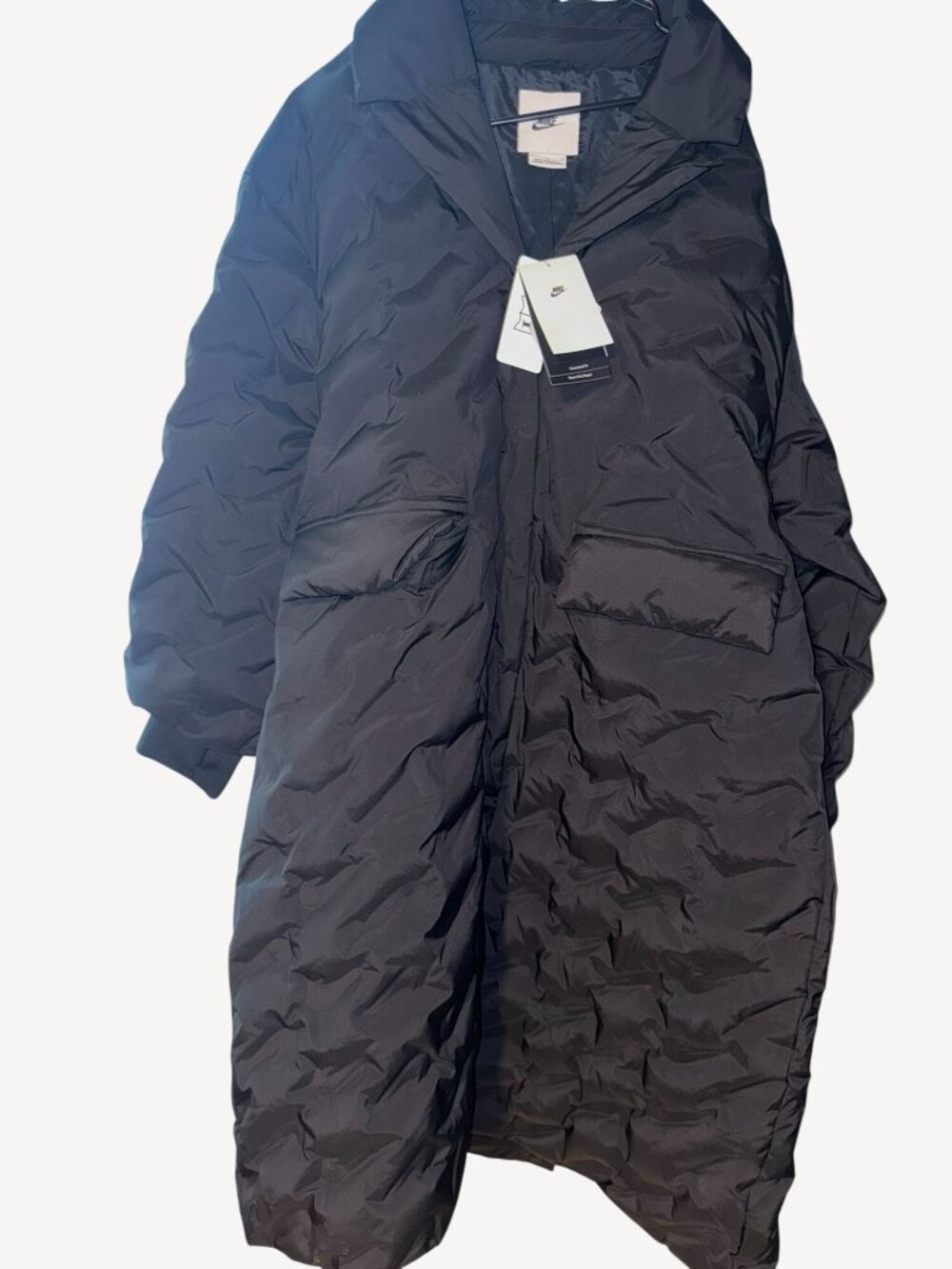 Nike Womens Sportswear Swoosh Series Therma-Fit Black Oversized Down-Fill Trench
